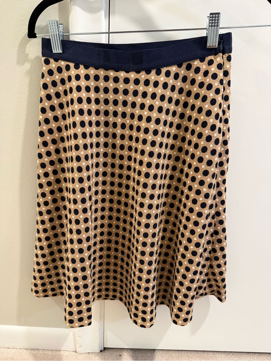 Ann Taylor Dresses & Skirts - NWT Ann Taylor Tan and Navy Polka Dot A-Line Skirt with Black Waistband